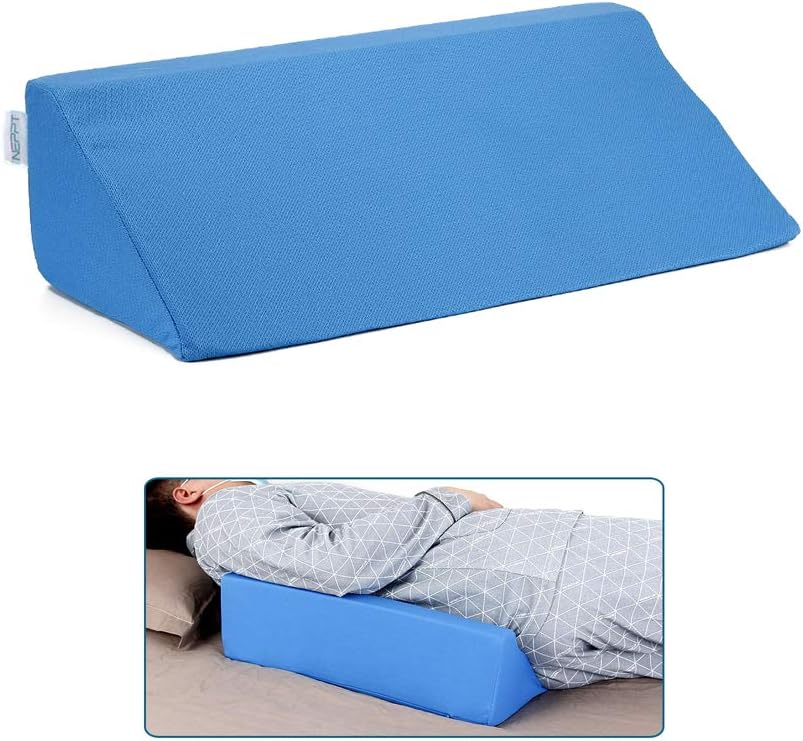 NEPPT Wedge Pillow Body Position Wedges Back Positioning Elevation Pillow Case Pregnancy Bedroom Eevated Body Alignment Ankle Support Pillow Leg Bolster (Blue)