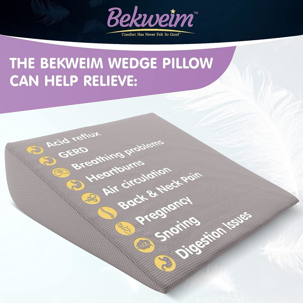 Wedge Pillow for Sleeping | 7.5 Inch Incline - Unique Curved Design | Memory Foam Bed Wedge Pillow | Support and Relief from Acid Reflux, Back and Neck Pain, Snoring, GERD (Dark Grey)